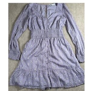 Hollister Women's Midi Dress Size SPurple‎ A-Line Floral Lined